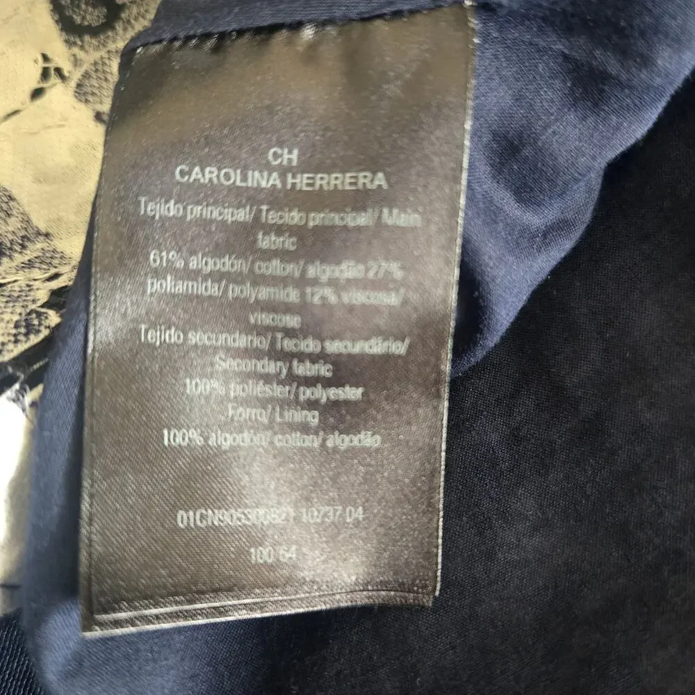 Carolina Herrera Girl Formal Dress Size 4 Lace Striped Navy White Wedding Guest